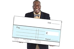 CHICBANNERS Blank Cheque Paper Presentation Charity Large 1m Wide x 50cm deep Cheque Check for Photoshoots Gloss Laminated so can be re Used with Write and Wipe Pen