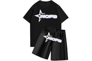 BFTHWY NOFS Anzug Kinder Y2K Jogginganzug 2 Teilig Sommerzeit Leichte Trainingsanzug Sportanzug Tracksuit Unisex Jogging Anzug Set mit Kurze Ärmel und Kurze Hosen NOFS Tracksuit Kinder