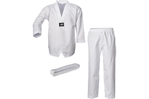 Ju-Sports Taekwondo Anzug Bonsai pro Weiß - Dobok speziell für Kinder & Einsteiger inkl. weißem Gürtel, Leichter Stoff für herrlich angenehmes Tragegefühl