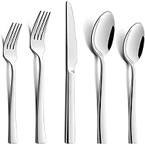 HaWare Set Posate 12 Pezzi – 6 Forchette E 6 Cucchiai Da Tavola In Acciaio Inox – Finitura Lucida, Lavabili In Lavastoviglie