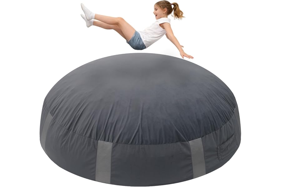 FINCOME Sensory Pads for Kids Sensory 5'x 5'/ 4'x 3' Gray Mat with Foam Blocks Washable Velvet Cover Sensory Crash Mat for Climbing Gymnastics Sensory Pad for Sensory Tool, Schools, Sensory Therapy