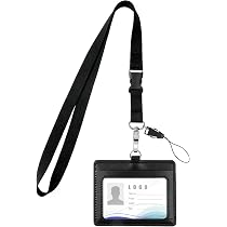 INF - Porta Badge In Pelle Pu, Porta Carte D'identità Con Tasca Con