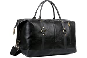 BAOSHA HB-14 - Bolsa de viaje de piel sintética de gran tamaño para hombre y mujer, Black, X-Large
