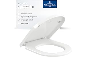 Villeroy & Boch WC-Sitz Subway 3.0 - Toilettendeckel Weiß glänzend aus Duroplast - Toilettensitz mit Edelstahl-Scharnieren - Bruchsicherer Klodeckel D-Form - Original Ersatzteil WC-Deckel