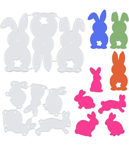 Stencil da taglio pasquale fogli di taglio punzonatura goffratura stencil forme di taglio coniglietto pasquale uovo di Pasqua per artigianato scrapbooking carta fotografica biglietti artigianali fai