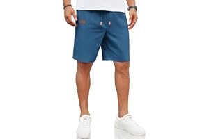 COOFANDY Linneshorts för män, korta linnebyxor med elastiskt band, fritidsbyxor, lätta sommarbyxor med fickor