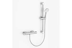 MORADO Thermostatic Shower Bar with Adjustable Riser Kit, Wall Mounted Bar Mixer Shower with 1.5M Hose Pipe and 3 Function Handhled Shower, Chrome