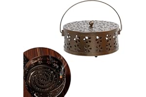 HIQE-FL Porta Zampirone in Metallo, per Spirale Antizanzare, Bruciatore Porta Bobina Scatola Incenso Della Zanzara, Tondo (Braun)