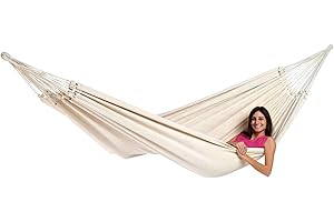 AMAZONAS XXL komfortowy hamak Boho Paradiso Natura ręcznie wykonany w Brazylii 250 cm x 175 cm do 200 kg w kolorze białym