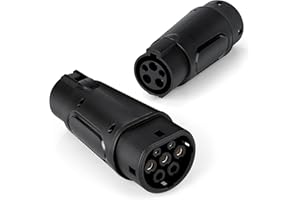 VECO CHAJOR Type 1 to Type 2 Ev Charging Cable Car Charger Adapter - 32A 7.2 kW Type 1 to Type 2 Adapter Charger Adapter 1-Phase Black Connector With Protective Case（Type 1 Power ports to type 2 car port)