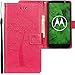 Produktbild CLM-Tech kompatibel mit Motorola Moto G6 Plus Hülle, Tasche aus Kunstleder, Baum Eule pink, PU Leder-Tasche für Moto G6 Plus Lederhülle