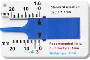 POVANJER Jauge de profondeur de profil de pneu, jauge de profondeur de profil de pneu en plastique, jauge de profondeur de profil pour pneus, 0-20 mm, jauge de profondeur de profil de pneu