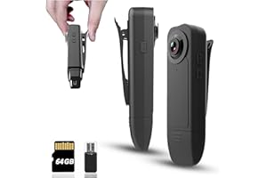 AVIARYEYE Mini cámara corporal con grabación de audio y video, cámara POV pequeña 1080P con tarjeta de 64 G, grabadora portátil personal portátil, grabadora DV, versión nocturna, videocámara para seguridad de