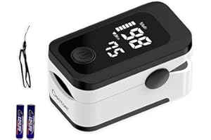 Berrcom Pulse Oximeter Blood Oxygen Saturation Monitor Finger High Accuracy Sats Monitor for Kids and Adults with LED Display, Batteries and Lanyard
