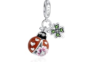 Doyafer 925 Sterling Silver Charm Set Birthday cake, Animals, Travel, Flowers, Rose gold Pendant Beads Fit Women Bracelets Necklace girls Gift 3-Piece/Package