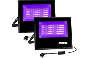 ‎LITTLEBOYNY Littleboyny 2 Stück 60W UV Schwarzlicht LED Strahler, IP66 Wasserdicht Schwarzlichtlampe mit 100PCS LEDs,Aluminiumlegierung Discolicht,Blacklight für Halloween Deko,Konzert Party,Bar,Neon Farben (60W)