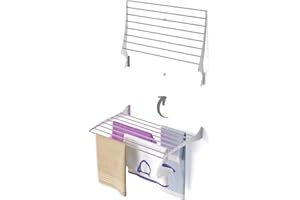 foxydry Fold, Étendoir Mural, Séchoir à Linge Mural en Aluminium et Acier, autoportant et Suspendu 80x50x57 cm (1x, 80 cm)