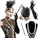 Produktbild BABEYOND 1920s Flapper Set Damen Gatsby Kostüm Accessoires Set inklusive Stirnband Halskette Handschuhe Zigarettenhalter (Set-6)