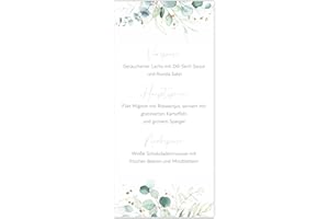 ‎KACKSPECHT Kackspecht Menu Blanko Menükarten im Boho Design | 20 Stück DIN Lang| Individuell anpassbare Speisekarten und Getränkekarten für die Hochzeit und andere Anlässe | Tischdeko