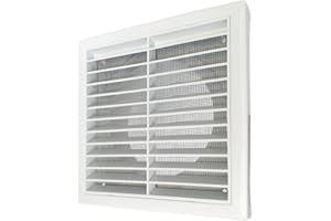 GEFONG Griglia Ventilazione a Lamelle 5 Pollici 125mm con Rete Anti-insetto Per Asciugatrice Sfiato del Bagno Aeratore a Soffitto Ventilatori Estrattori Plastica Bianco 1 Pezzo
