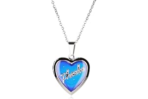 M to P Girls Personalised Name Heart Shaped Mood Locket Pendant Kids Necklace