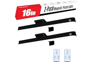 YIMAXPS 2-Pack 16inch Picture Light Battery Operated, Rechargeable Magnetic Led Lights with Remote, Dimmable, Timer Painting Light,Art Display Light for Picture Frame Artworking Portrait,Wall Lights,Black