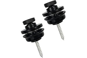 Deolven Cerraduras de la Correa de Guitarra,Enganche de correa para Guitarra 2 Pack Botones de Correa Metal Cerraduras Cierre de la Correa de Seguridad con Tornillos para Acústica Eléctrica Negro