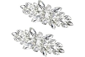 BESTOYARD Broches de Cristal para Novias, Elegantes Accesorios para Zapatos de Boda, Decorativos y Removibles (Plata, Par) para Tacones Altos, Fiestas y Ocasiones Especiales