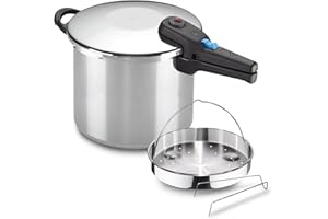 Alza Omega - Autocuiseur Rapide de 8 Litres + Panier, Acier Inoxydable 18/10, Compatible avec tout Type de Plaques, Induction