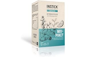 INSTICK JUST ADD WATER INSTICK Extracts bevanda istantanea senza zucchero (pacchetto misto) per 12 x 0,5 L polvere per bevande vegana a basso contenuto calorico con vitamina C per bevande calde e fredde