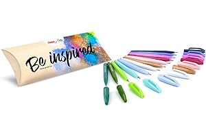 Pentel SES15C Brush Sign Pen pennarello punta fibra flessibile colori assortiti, 12 pz, per lettering, calligrafia, illustrazione, schizzi e bozzetti