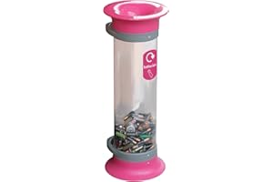 Glasdon C-Thru 10L Battery Collection Tube (4 Colours) – Transparent Recycling Bin – 10 Litre Polycarbonate Battery Tube (Magenta with Graphics)
