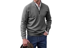 MAOAEAD Men's Zipper Basic Sweater, Quarter Zip Pullover Mens Winter Long-Sleeve Knitted Tops Warm Jumpers