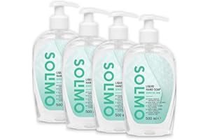 Marca Amazon - Solimo Jabón de manos líquido hipoalergénico, Sin fragancia, 500ml, Paquete de 4