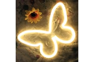 DAKABUKA Butterfly Neon Light LED Sign for Room Decor USB or 3-AA Battery Powered Signs for Girl Wall Decor Party Valentines' Day Christmas Living Room Kids Wedding Decoration(Warm White)
