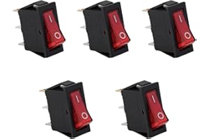 WRTEEASE Rocker Switch ON-OFF SPST 3 Terminals with Red Light,5pcs 16A 250VAC Electric Switch,UL VDE TüV ENEC CQC Certified,Durable and Reliable Electrical Switches for Home and Industrial Use