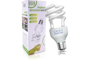 DoRight UVA UVB 5,0 Glühbirne 13W, E27 Schraubsockel UVA UVB Kompaktleuchtstofflampe AC 220-240V Schildkröte UVB Glühbirne für Tropischen Regenwald Amphibien Aquarium Fisch Chamäleon Schlange(1- Pack)