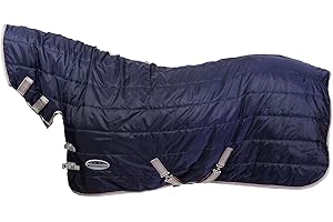 WeatherBeeta ComFiTec 210d Channel Quilt Combo Neck Medium/Lite Horse Rug, Navy/Silver/Red, 5'9