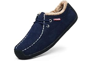 ASIFN Chaussons Homme Chaudes Mocassin Confortable Pantoufles Hiver Semelle Antidérapante Intérieur Mousse à Mémoire Doublure Laine