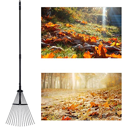 Rovtop Laubbesen Besen verstellbar Garten Laub-Rechen Arbeitsbreite 18cm bis 56cm 15 Zinken Max. 160cm Lang - 2