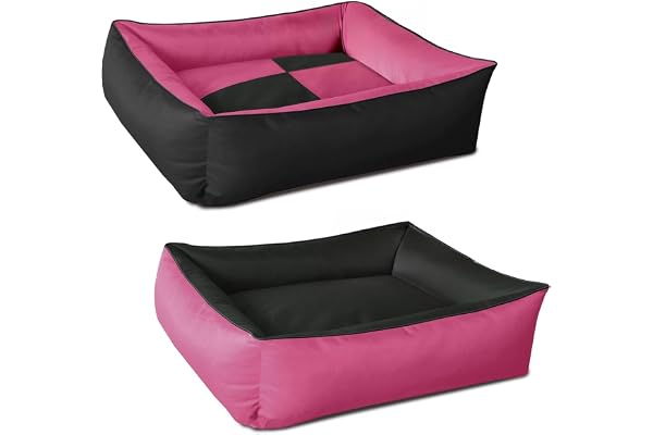 BedDog Max Quattro 2en1, Rose/Noir, XXL env. 120X85 cm,Panier Corbeille, lit pour Chien, Coussin de Chien