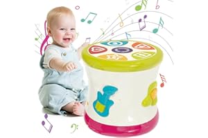 Rarekids Two-Sided Baby Drum for Learning & Cognition with Dynamic Light, Kids Musical Instruments Toddler Toys, Baby Musical Toys Drum Gifts for 1 Year Old Boys Girls (White)