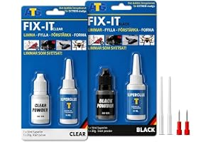 ATG FIX IT – Extra Starkt Superlim med Fyllnadspulver | Flytande Svetsfog, 2 × 10 ml – Plastlim och Metallim för Sprickor och