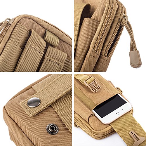 Eyourlife Bolsa Compacta de T  ctico Bolso de Cintura Bandolera Ri  onera Militar de Marcha Hombre Mujer para M  viles Accesorios de Camping Senderismo Pesca Caza Deporte al Aire Libre Amarillo-Marr  n