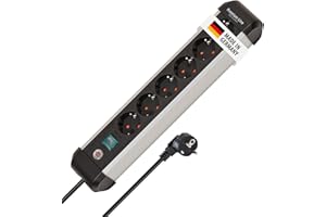 Brennenstuhl Premium-Alu-Line Steckdosenleiste 6-Fach/Steckerleiste aus hochwertigem Aluminium (Mehrfachsteckdose mit Schalter und 3m Kabel, Made in Germany)