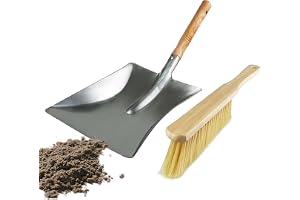 VELLUSTRA Spade och balayett set, sopskyffel sopskyffel metall set, trähandtag metalldammskyffel, trädgårdsrengöringsverktyg