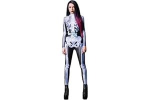 Shmily Girl Skeleton Costume Women Men Halloween Costumes Cosplay Jumpsuit Bodysuit