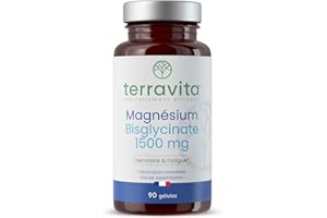 MAGNÉSIUM BISGLYCINATE + Vitamine B6 | Forme Chélatée Labellisée TRAACS | Biodisponibilité Maximale Sans Effet Laxatif | Contre la Fatigue et le Stress | 90 Gélules Vegan | Made in France | Terravita