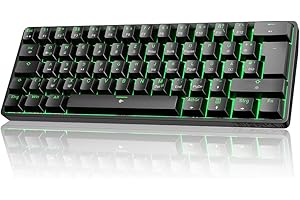 Dierya DK61SE-D Gaming Tastatur 60 Prozent Mechanische Rote Schalter,QWERTZ Deutsches Layout,Ultra-Compact Mini 61 Keys Keyboard,Anti-Ghosting,Typ-C-Datenkabel für PC Windows Gamer Typist,Schwarz