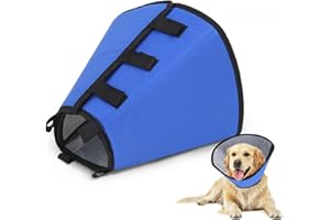 MHaustlie Dog Cone Collar Large XL, Dog Surgery Recovery Collar, Adjustable Elizabethan Collar, Dog Cone Collar for After Surgery, Anti-Bite/Lick, Easy to Eat and Drink, Wound Healing (Blue, XL)